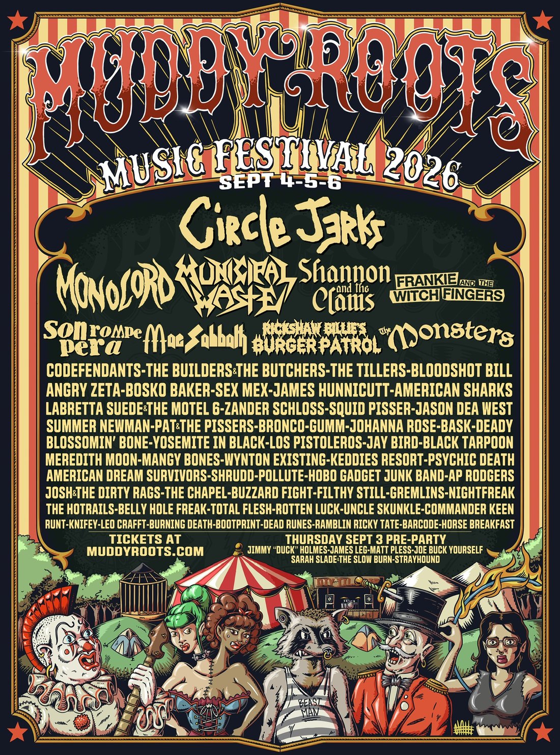 Muddy Roots Music Festival 2026 lineup poster